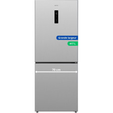 GEDTECH Kombi-Kühlschrank GCB417NFIX 417L große Breite 70 cm - Gefrierschrank unten - No Frost - Edelstahl