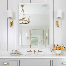xixi-home Bathroom Mirror 50 x 70 cm Wall Mirror Rectangular Mirror for Bathroom, Living Room, Bedroom, Hallway, White