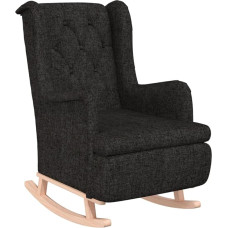 vidaXL Schaukelsessel mit Kautschukholz-Beinen Schaukelstuhl Schwingstuhl Relaxsessel Polstersessel Ohrensessel Loungesessel Schwarz Stoff