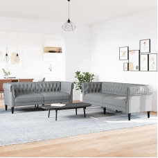 Tidyard Sofos komplektas Hellgrau Stoff, Polstersofa Loungesofa für Wohnzimmer Eingangsbereich Büro3385856