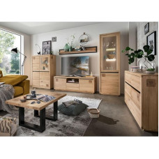 Svetainės komplektas 6 dalių komoda Highboard Lowboard Kavos staliukas Aukšta komoda Sieninė lentyna Šiuolaikinis ąžuolo masyvas