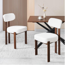 akmens princesė 2 modernių valgomojo kambario kėdžių rinkinys: Minkštos kėdės su nematomais varžtais Tvirtas metalinis rėmas Medžio išvaizdos virtuvės kėdės valgomajam Virtuvė Svetainė (balta, 2 vnt.)