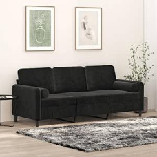 LAPOOH 3200896 3-vietė sofa su dekoratyvinėmis pagalvėlėmis, juoda, 180 cm, aksomas, poilsio sofa, sofos ir kušetės, poilsio sofa, svetainės sofa, sofa su