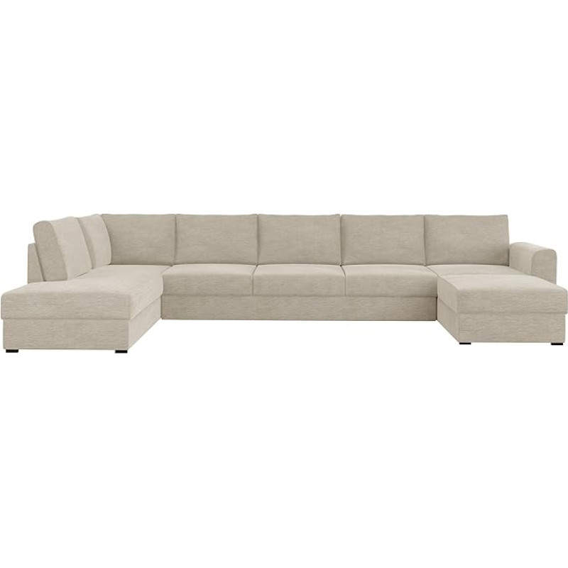 Mirjan24 Ecksofa Wilma Large für große Räume, 2 Bettkasten Schlaffunktion Schlafsofa Bettsofa Eckcouch Polsterecke Sofa Couch Couchgarnitur Wohnlandschaft (Nazar 225.02, Seite: Links)