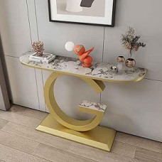 Generisch Moderner, schmaler Konsolentisch - Beistelltisch für Flur, Eingangsbereich und Diele mit Metallgestell - Goldfarben, 80 cm/31,5 Zoll