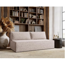 Kaiser Möbel - 3-vietė sofa - sofa su miego funkcija ir lovos dėže - 198 x 90 x 89 cm - sofa-lova, išskleidžiama sofa-lova svetainei, paauglių kambariui, be porankių - Duo - audinys Verita - smėlio spalvos