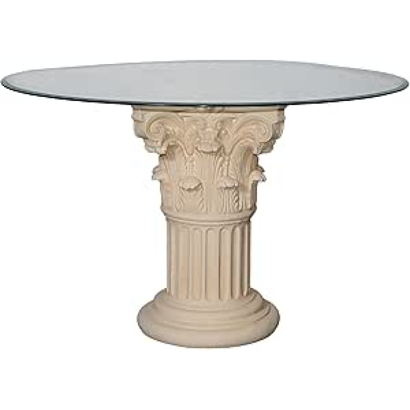 Antikes Wohndesign Apvalus stiklinis valgomojo stalas Virtuvės stalas Stulpas Stalas Matinis Baltas Aukštis 78 cm