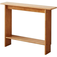 Siauras konsolinis staliukas, medinis konsolinis staliukas su lentyna, kaučiukmedis, su rezervuotomis grindjuostėmis, skirtas prieškambariui, svetainei, miegamajam (smėlio spalvos, 100 x 20 x 76 cm, 39 x 8 x 30 colių)