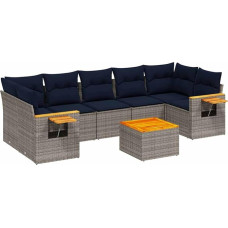 Garten-Sofagarnitur Set Grau PE-Rattan Eck- & Mittelsofa 62x62x69 cm für Terrasse und Innenhof Modelis3226656