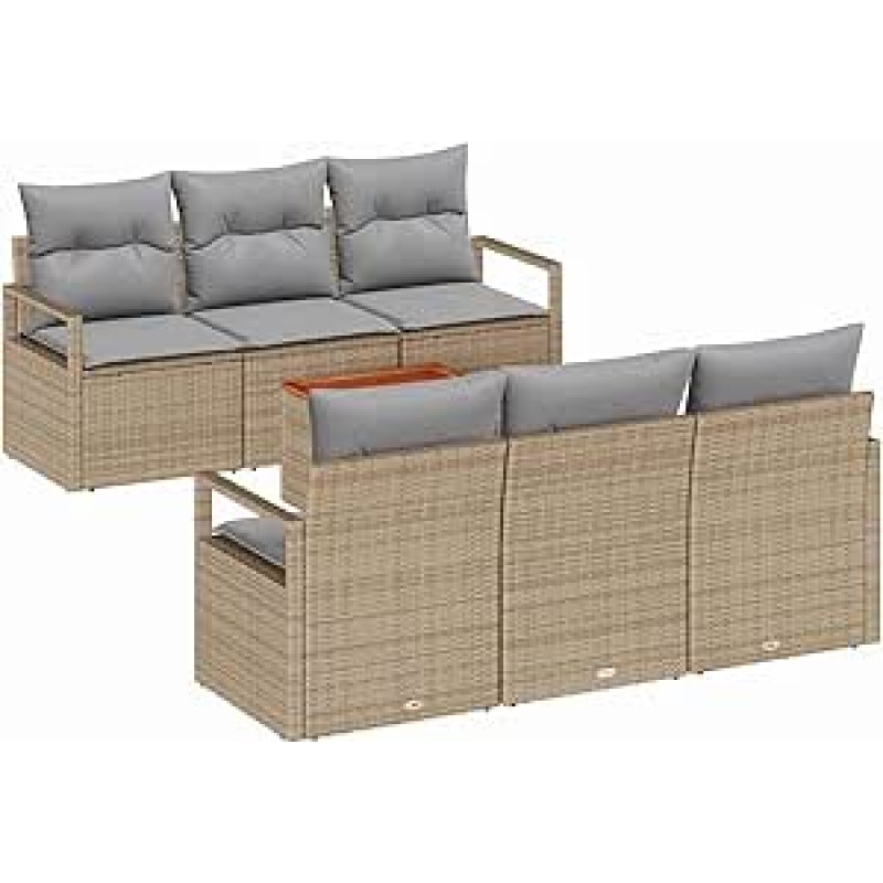 Gartensofa-Set mit Kissen 7 pcs Beige Poly-Rattan Gartenmöbel Modelis3347651