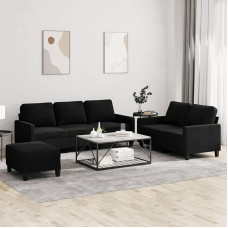 Gecheer 3-TLG. Sofagarnitur mit Kissen Schwarz Samt, Moderne Couch Polstersofa für Wohnzimmer Schlafzimmer Spielzimmer3201531
