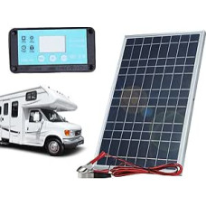 Solar Panel Kit - 100 W Starter Inverter System for Cabin, Caravan Solar with Battery Storage, Marine Trailer Tool for RV, Boat and Off-Grid Applications, 13.58 x 8.27 x 0.59 Inches