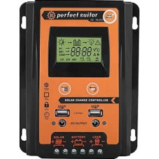 Saulės įkrovos valdiklis, 12 V/24 V PWM ir MPPT saulės kolektorių baterijų valdiklis, dvigubas USB LCD ekranas su trumpuoju saulės įkrovos valdikliu (30 A)