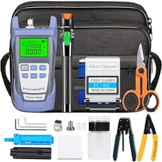 FTTH Glasfaser-Werkzeugsatz mit Spaltgerät FC-6S, optischem Fehlerlokalisator 30 mW 30 km, CFS-3 Abisolierzange, Kevlar-Schere und Photometer