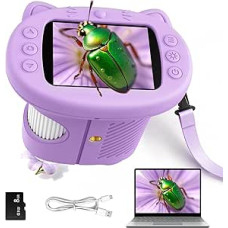 2.4 Inch HD Screen Digital Microscope for Children, 1000X Microscope for Children Toy from 3 4 5 6 7 8 Years Pocket Microscope Gift Boy 3-10 Years Children's Microscope Gift for Girls