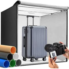 DUCLUS 60 cm profesionalus fotorobotas, 24 colių nešiojamas fotorobotas su 50 W 5600 K LED (CRI ≥ 96) ir reguliuojamu apšvietimu, 360° reguliuojamomis šviesos plokštėmis, 6 matiniais PP fonais produktų fotografavimui