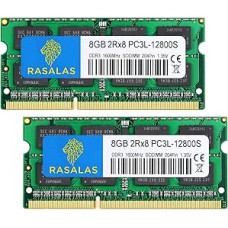 Rasalas DDR3 16GB rinkinys (2 x 8GB) DDR3 1600MHz PC3L-12800S Non ECC Unbuffered 1.35V CL11 2Rx8 Dual Rank SODIMM atmintis nešiojamiesiems kompiuteriams