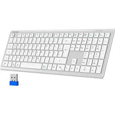 TECKNET Bluetooth Keyboard Wireless, Rechargeable Multi-Device Wireless Keyboard with Simple up to 4 Devices, Ultra Slim, German Layout (QWERTZ), for Mac, Windows, iOS, Chrome OS