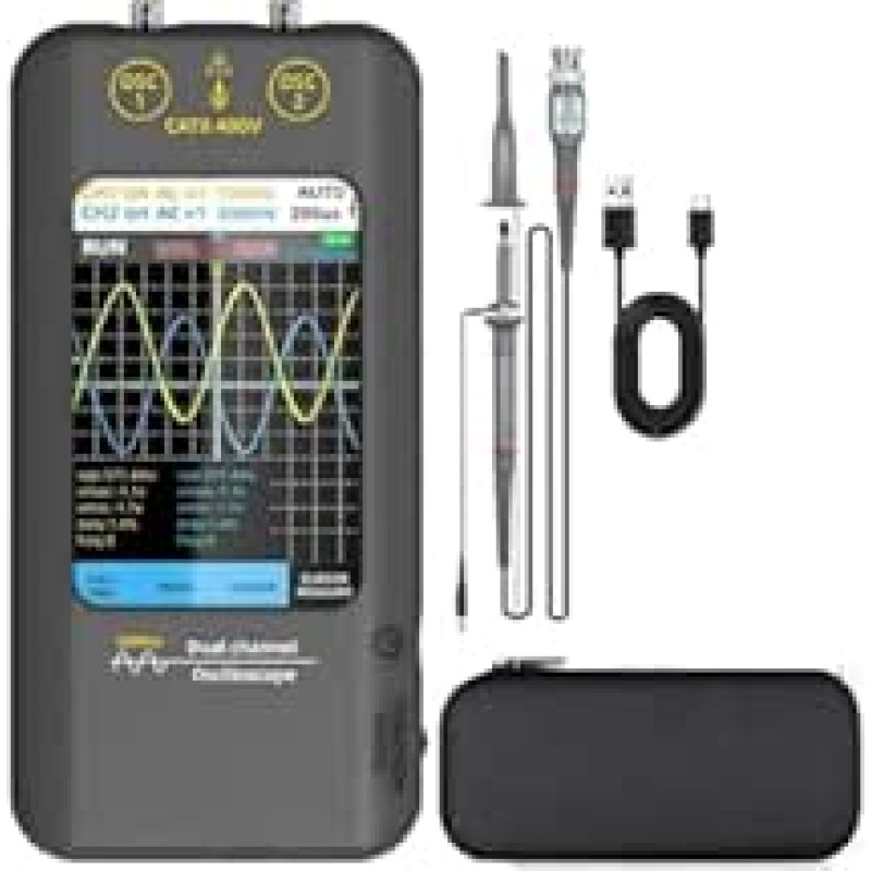 O2 Touchscreen-Digitaloszilloskop + Signalgenerator, Zweikanal, Bandbreite: 50 MHz, Abtastrate: 250 MSa/s, 3,98 Zoll(O2 oscilografas x1)