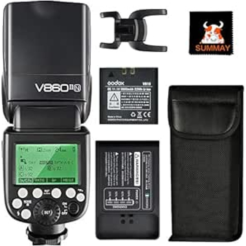 GODOX V860IIN Speedlite 2.4G HSS 1/8000S GN60 2000mAh įkraunama baterija TTL fotoaparato blykstė, skirta Nikon DSLR fotoaparatui D800 D700 D7100 D7000 D5200 D5100
