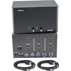 KVM jungiklis 4 monitoriams ir 2 kompiuteriams, HDMI 4K@60Hz KVM jungiklis su USB 3.0, 2 kompiuteriai gali jungti vieną vietą su vaizduokliu, kompiuteriu ir monitoriumi, palaiko Windows/Mac/Linux (HM-KVM2-4)