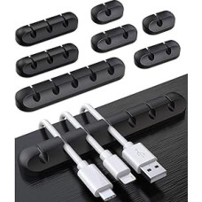 Yomiin Cable Holder Cable Clips, 8 Cable Organizer Set, Self-Adhesive Cable Clips, Cable Management Accessories, USB Charging Cable Holders for Office Desk
