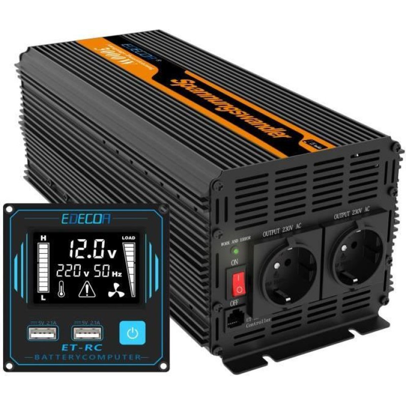 EDECOA Corebase Series Pure Sine Wave Power Inverter (z. B. Corebase 3‑151D, 1500 W)