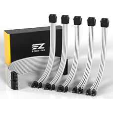 EZDIY-FAB Mod GPU PC Soft Nylon Braided Extension Cable with Comb Kit 24 Pin 3 x 8 Pin to 6+2 Pin 2 x 8 Pin to 4+4 Pin 300mm/11.8