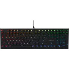 CHERRY MX 10.0N RGB, JAV tarptautinis išdėstymas, QWERTY mechaninė klaviatūra, laidinė žaidimų klaviatūra, MX žemo profilio RGB greičio jungikliai, juoda