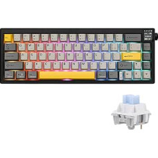 MechLands AK650 65% Seal Mechanical Keyboard, 3 Modes Wireless Gaming Keyboard with 0.85 Inch TFT Screen & Button, 5000 mAh Battery, Hot Swappable Keyboard with Flex-Cut Plate & PCB (Grey)