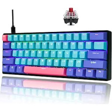 SOLIDEE 60% Wired Mechanical Gaming Keyboard, RGB Backlight, Anti-Ghosting NKRO, Programmable Macro Keys, 61 Keys Hot Swappable Keyboard for PS4 (Gateron Optical Red, 61 Joker)