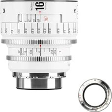 7artisans 16mm T2.5 Infinte serijos profesionalus rankinis viso kadro kino objektyvas, suderinamas su PL bajonetu, skirtas fotografijai ir filmų gamybai - baltas