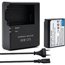 LC-E10 akumuliatoriaus įkroviklis, LP-E10 ličio jonų akumuliatoriaus įkroviklio rinkinys, 2200 mAh, EOS Rebel T7, T6, T5, T3, T100, 4000D, 3000D, 2000D, 1500D, 1300D ir kt. (Netinka T3i T5i T6i T6s T7i)