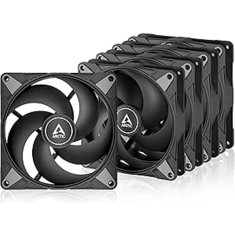ARCTIC P14 Max (5 vnt.) - kompiuterio ventiliatorius, didelio našumo 140 mm korpuso ventiliatorius, valdomas PWM, 400-2800 aps/min, optimizuotas pagal statinį slėgį, 0 dB režimas - juodas