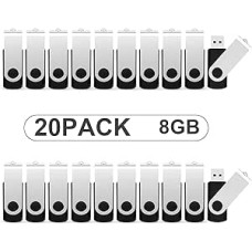 KOOTION USB atmintinės 8 GB, 20 vnt., 20 atmintinių rinkinys USB 2.0 duomenų kaupiklis USB atmintinės 8G atmintinės 20 vnt.