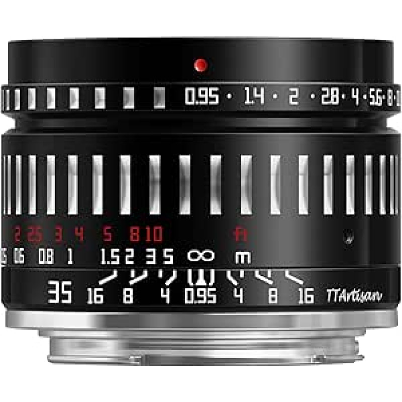TTArtisan 35mm F0.95 APS-C rankinio fokusavimo fotoaparato objektyvas, itin didelė diafragma, retro stiliaus, lengvas fotoaparato objektyvas, skirtas 