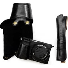 kinokoo Sony A6400 PU odos apsauginis dėklas, suderinamas su Sony A6400 A6100 A6000 A6000 A6300 su 16-50 mm objektyvu Fotoaparatas Spalvotas, juodas, rankinės laikiklis