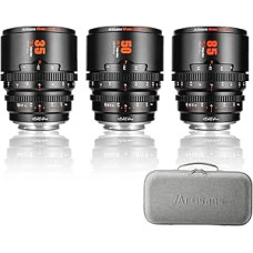 7artisans 35 mm/50 mm/85 mm T2.1 Cine Lens S35 Frame Set Compatible with Canon RF-S Mount for Red Komodo/Komodo X/Canon C70/R7/R50/R10 (Black)