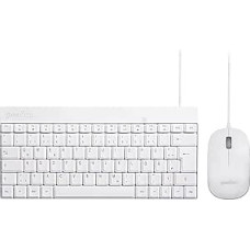Perixx PERIDUO-212 Compact Mini Keyboard and Mouse Set, USB Cable, German Layout, White