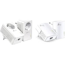 TP-Link Powerline Adapter Set TL-PA7017P KIT & Powerline Adapter Set TL-PA7017 KIT (1000 Mbit/s, Gigabit Port, Plug & Play, Compatible with All HomePlug AV/AV2 Powerline Adapters)