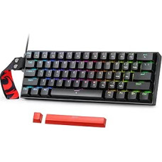 Redragon K617 žaidimų klaviatūra RGB laidinė 60 % kompaktiška mechaninė klaviatūra 61 klavišas raudonas linijinis jungiklis palaiko Pro tvarkyklę