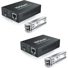 H!Fiber.com 2 pakuotės Gigabit Ethernet media keitiklis, 1,25G SFP į RJ45 šviesolaidis-varis su SFP siųstuvu (1000Base-SX, 550 m, daugiamodis)