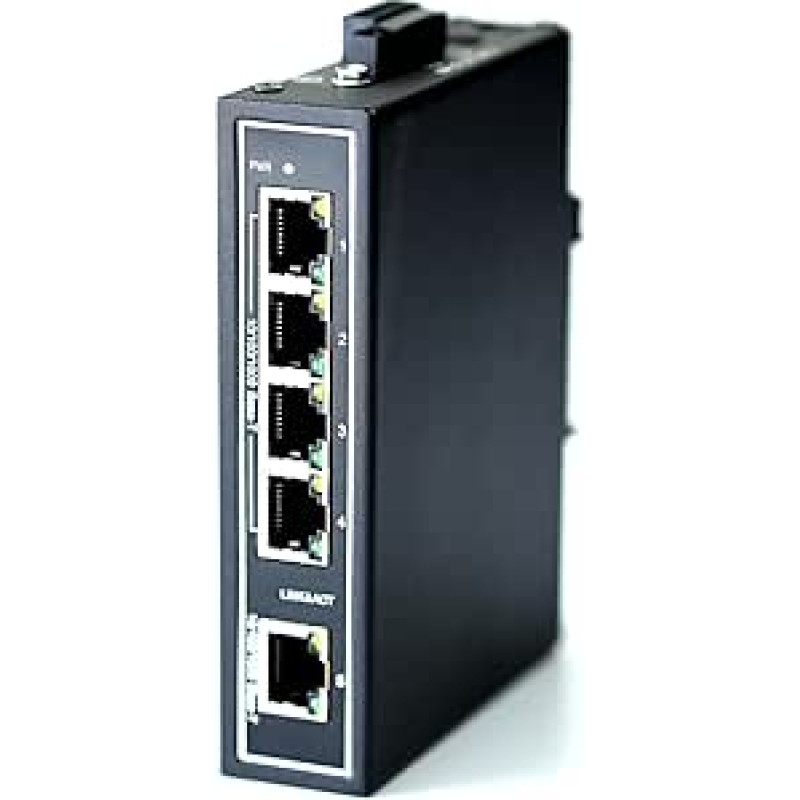 WIWAV WDH-5GT-DC 10/100/1000 Mbps Gigabitiniai nevaldomi 5 prievadų pramoniniai eterneto komutatoriai su DIN bėgeliu/montuojami ant sienos (UL įregistruoti, be ventiliatoriaus, -30 ℃ ~ 75 ℃)