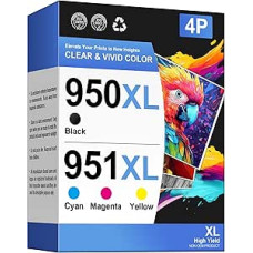 950 XL 951XL spausdintuvo kasetės, suderinamos su HP 951XL Multipack 950XL, skirtos HP Officejet Pro 8600 kasetėms, Officejet Pro 8620 8620 8610 8100 8615 8616 (juoda, žydra, purpurinė, geltona, 4 vnt.)