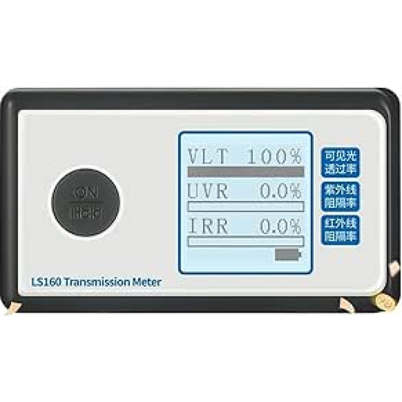 Tint Meter 160 Automobilinis saulės spindulių plėvelės testeris 160A langų perdavimo matuoklis matuoja VLT UV blokavimo greitį IR slopinimas Labai mažas energijos suvartojimas (LS160)