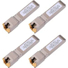 4 pakuotės 10G SFP+ RJ45 varinis siųstuvas, 10GBase-T modulis SFP CAT.6a/7 iki 30 metrų, suderinamas su 