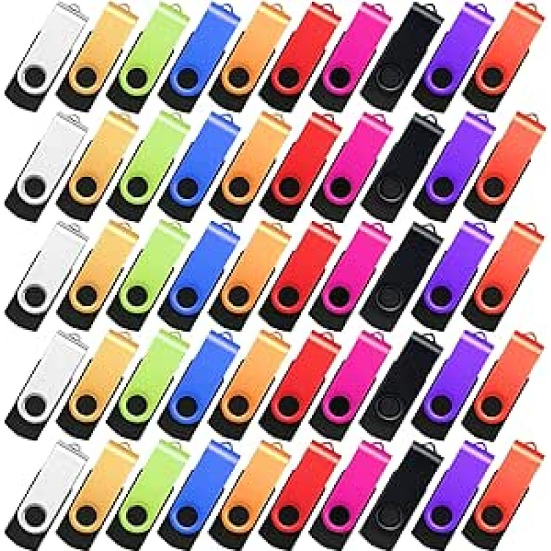 USB atmintinė 4 GB, 50 vnt., 50 vnt., didelės spartos USB 2.0, įvairiaspalvė, besisukanti