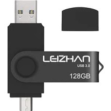 leizhan USB Stick 128 GB 3.0 Micro Flash Drive with Micro Memorystic USB Drive Connection Memory Stick for Android Smartphone Computer (128 GB, Black)