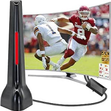 DVBT Antenna, DVBT2 Antenna with Amplifier Inside, Dvb-t2 Indoor Antenna for TV, Wave Max Antenna 360° All-Round Reception, 4K/1080P HD, Ideal for Local Transmitters, Magnetic Base and 3 m Cable (Rojo