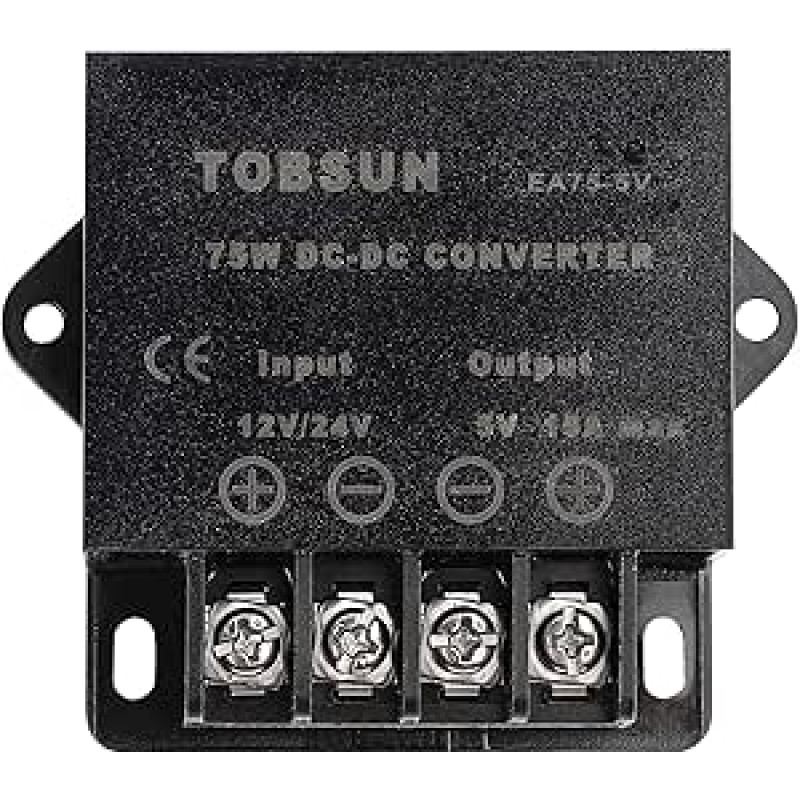 HOMELYLIFE DC 12V 24V į 5V 15A 75W įtampos keitiklis Žeminantis keitiklis Transformatorius Maitinimo šaltinis Reguliatorius Įtampos reduktorius Keitiklis, skirtas automobilio varikliui, sunkvežimiui, automobiliui